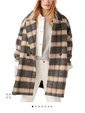 ba&sh Holf Check Print Plaid Coat Oversized Wool Blend Women’s SIZE XS